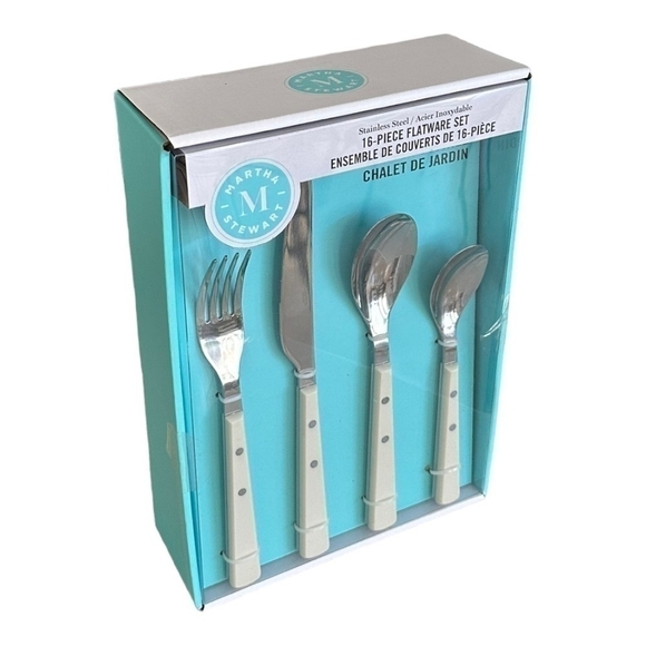 NIB Martha Stewart Garden Cottage 16pc Stainless Steel Flatware Set - Picture 3 of 3
